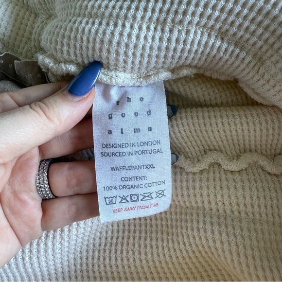 The Good Alma - Clary Sage Organic Cotton Lounge Waffle Pants - Cream - Picture 8 of 13